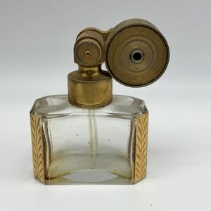 Marcel Franck Gold Gilt Glass Perfume Bottle with Atomizer - Made in France
